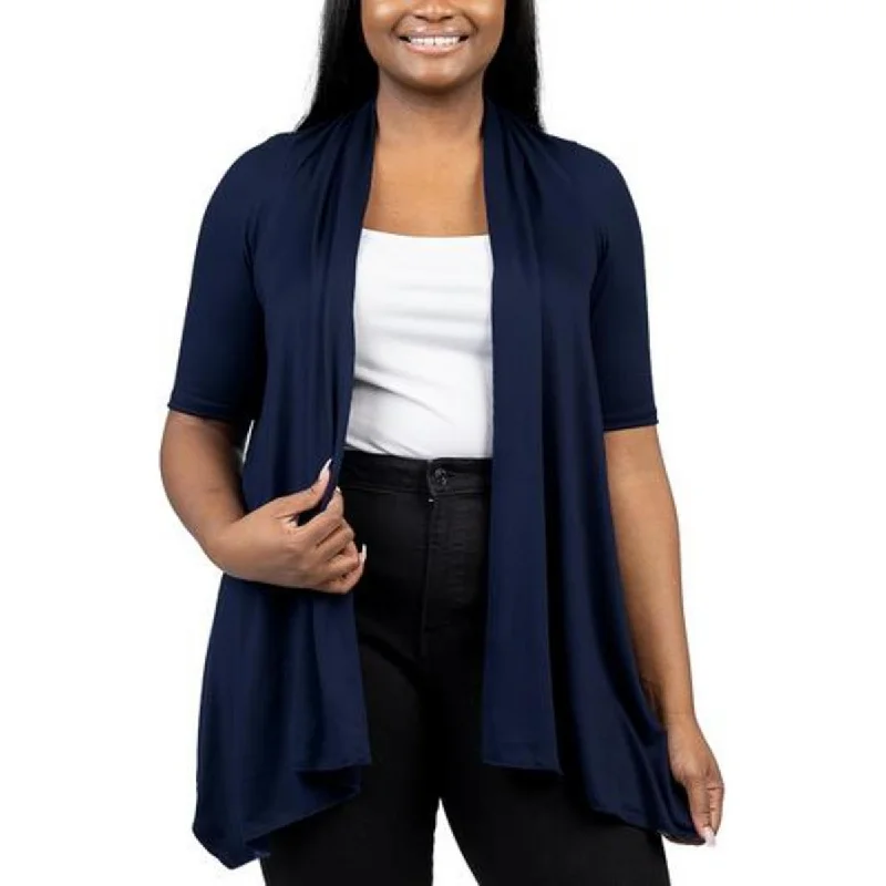 Low-key Luxury Plus Womens Sharkbite Hem Long Cardigan Sweater