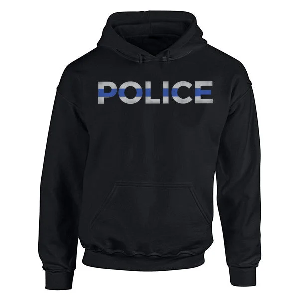 Embroidered Letters Hoodie Unisex - Police Thin Blue Line