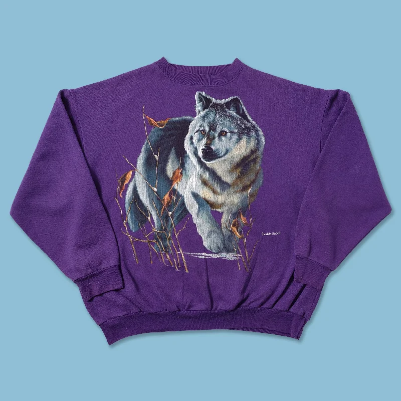 Easy Fashion Vintage Wolf Sweater Large