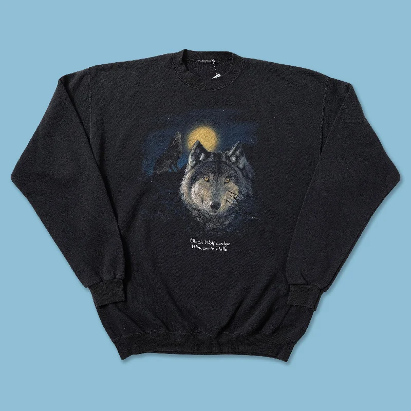 Casual Comfort Wear Vintage Black Wolf Sweater XLarge