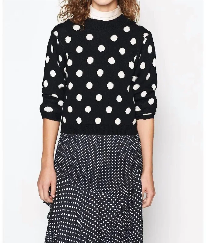 High-quality Design Brettina B Polka Dot Wool Crew Neck Sweater In Black, White