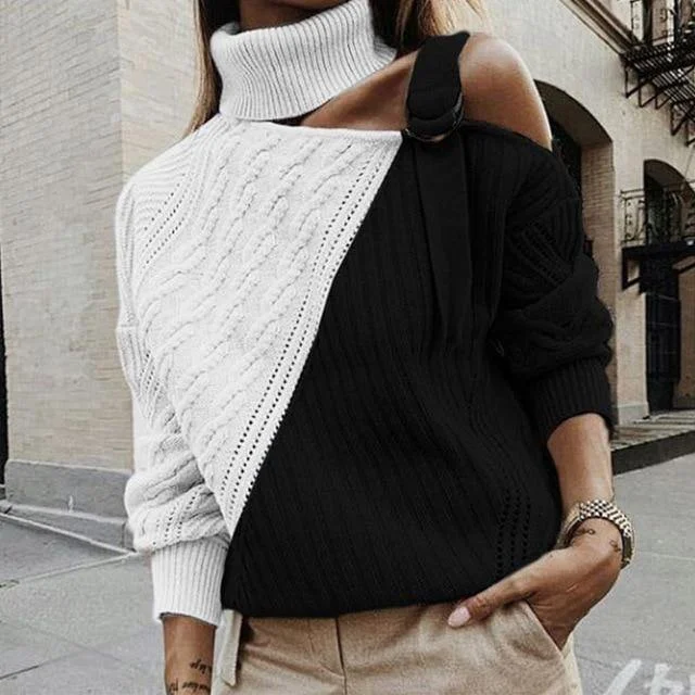 Fashionable And Fashionable Off Shoulder Knitted Women Sweatshirts