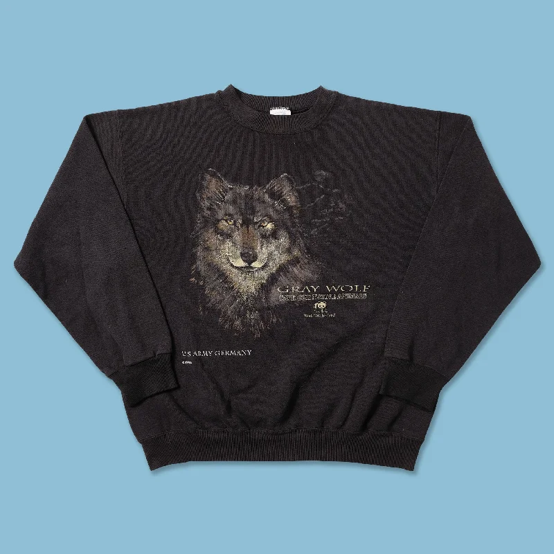 Personalized Wear Vintage Gray Wolf Sweater Small