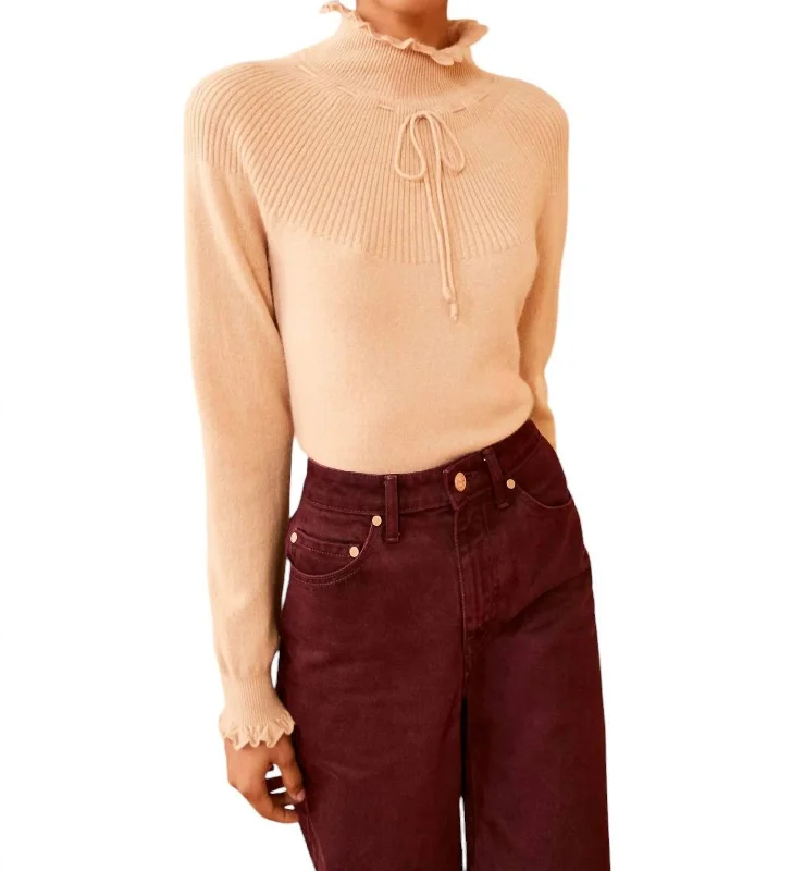 Cozy Apparel Maisie Turtleneck Sweater In Camel