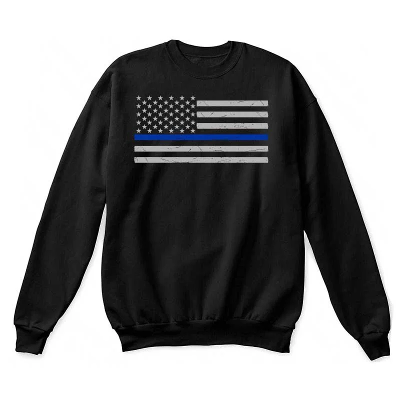 Lazy Style Thin Blue Line Classic Crewneck Sweatshirt