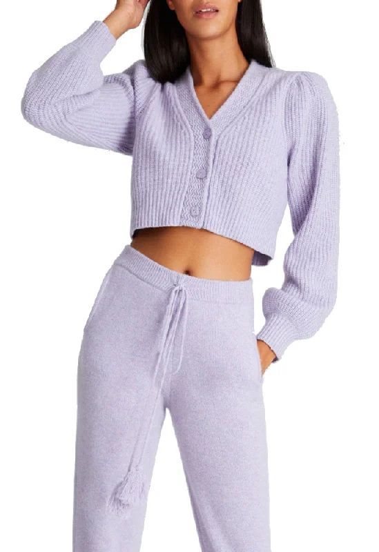 Cozy Fitting LoveShackFancy Avignon Cropped Cardigan in Purple