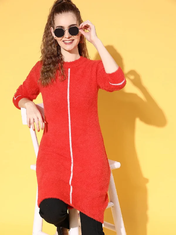 Smart Casuals Women Red Hair Wool Long Sweater