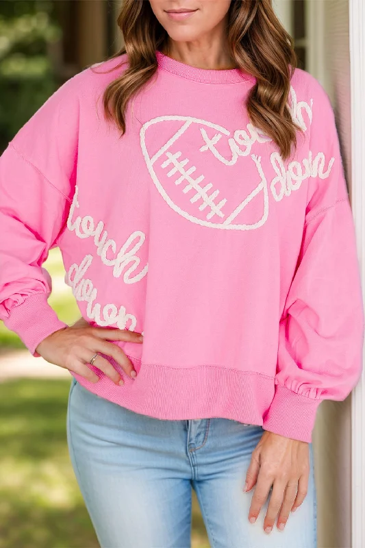 Dynamic Fashion Football & Letter Round Neck Long Sleeve Sweatshirt