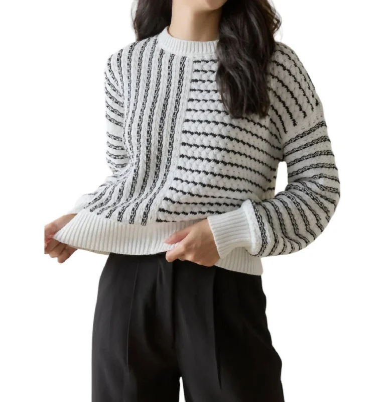 Celebrity Picks Monochrome Stripe Sweater In Black/white
