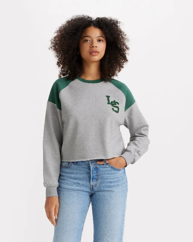 Free And Comfortable Graphic Campout Sweatshirt in Heather Grey