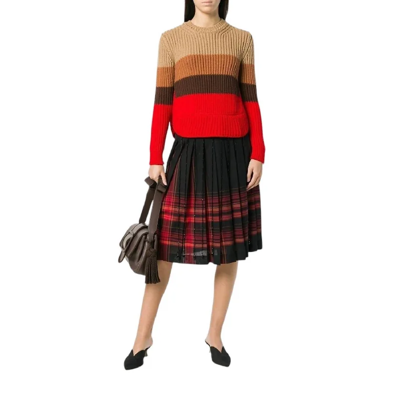 Personalized Wear Wool Knit Sweater In Red/brown/camel