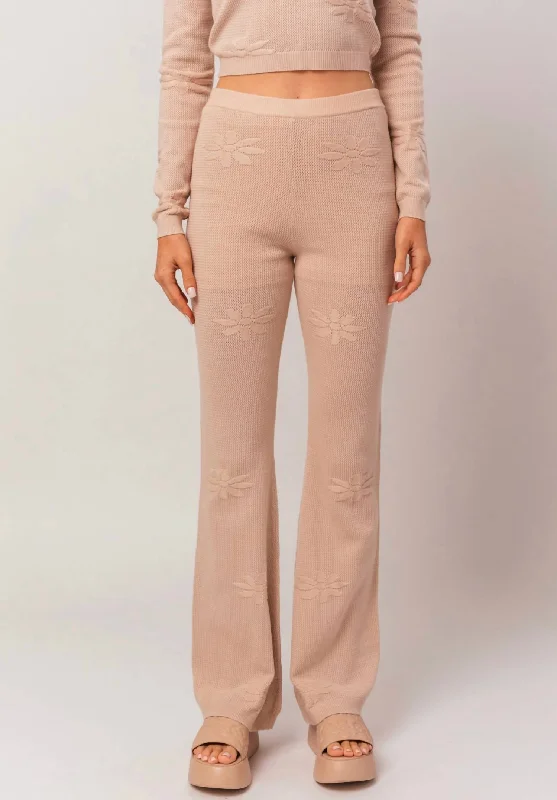 Everyday Chic Flower Detail Sweater Pants In Taupe