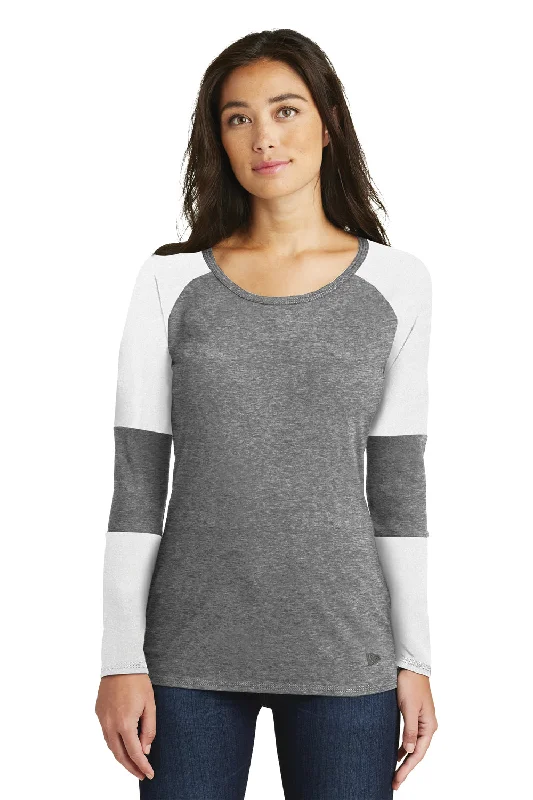 Soft Touch New Era Womens Performance Moisture Wicking Long Sleeve Crewneck T-Shirt - White/Shadow Grey - Closeout Soft Touch New Era Womens Performance Moisture Wicking Long Sleeve Crewneck T-Shirt - White/Shadow Grey - Closeout