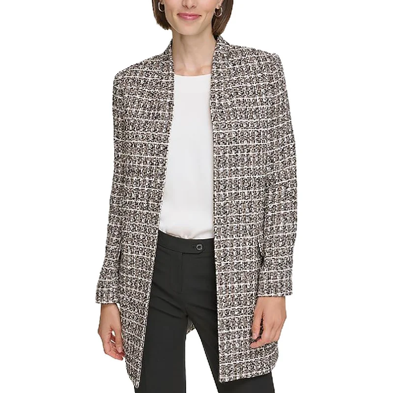 Street Charm Womens Textured Open Front Long Coat