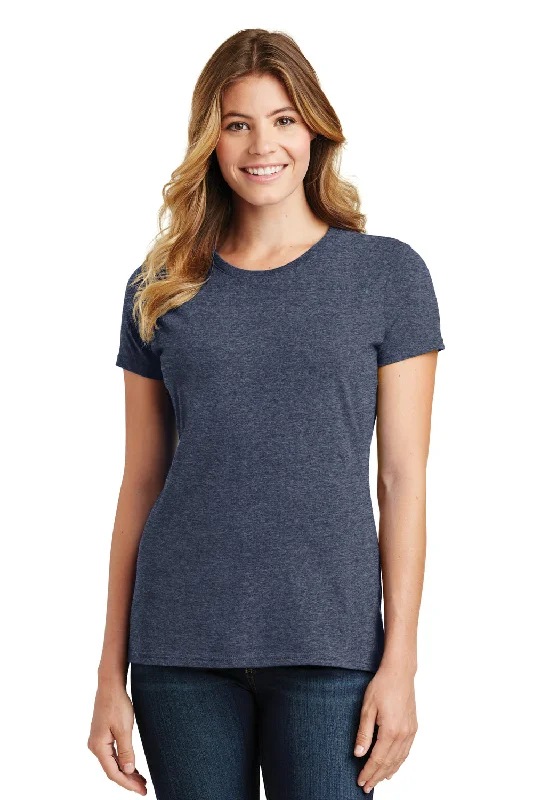 Printed Patterns Port & Company Womens Fan Favorite Short Sleeve Crewneck T-Shirt - Heather Navy Blue
