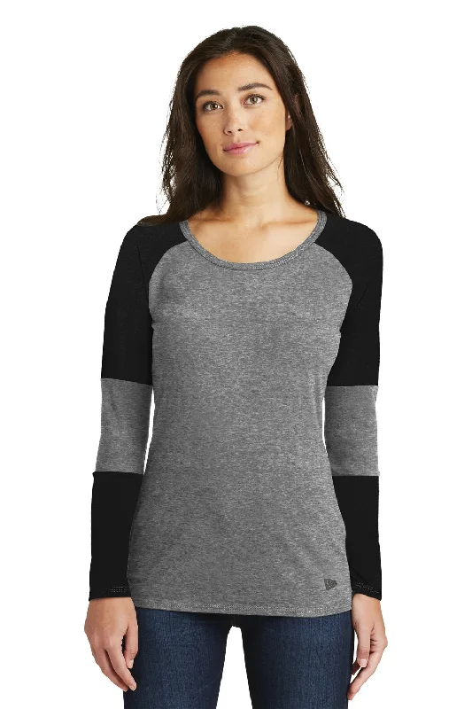 Lounge Chic New Era Womens Performance Moisture Wicking Long Sleeve Crewneck T-Shirt - Black/Shadow Grey - Closeout Lounge Chic New Era Womens Performance Moisture Wicking Long Sleeve Crewneck T-Shirt - Black/Shadow Grey - Closeout
