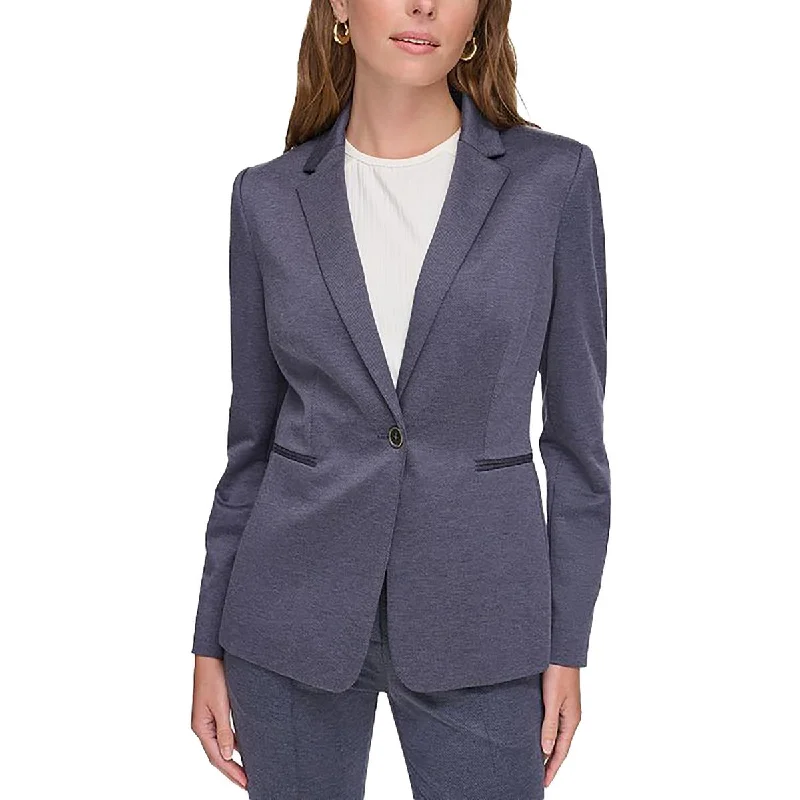Minimalism Womens Heathered Workwear One-Button Blazer