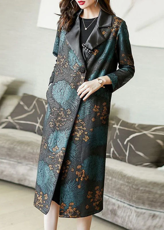Lively And Youthful Classy Colorblock Peter Pan Collar Pockets Print Silk Trench Coat Spring Lively And Youthful Classy Colorblock Peter Pan Collar Pockets Print Silk Trench Coat Spring
