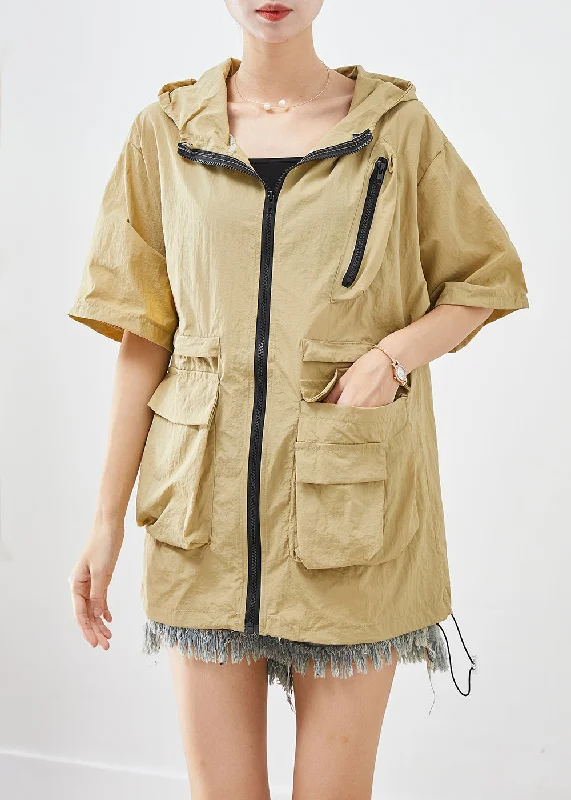 Everyday Comfort Classy Khaki Zip Up Pockets UPF 50+ Coat Jacket Summer