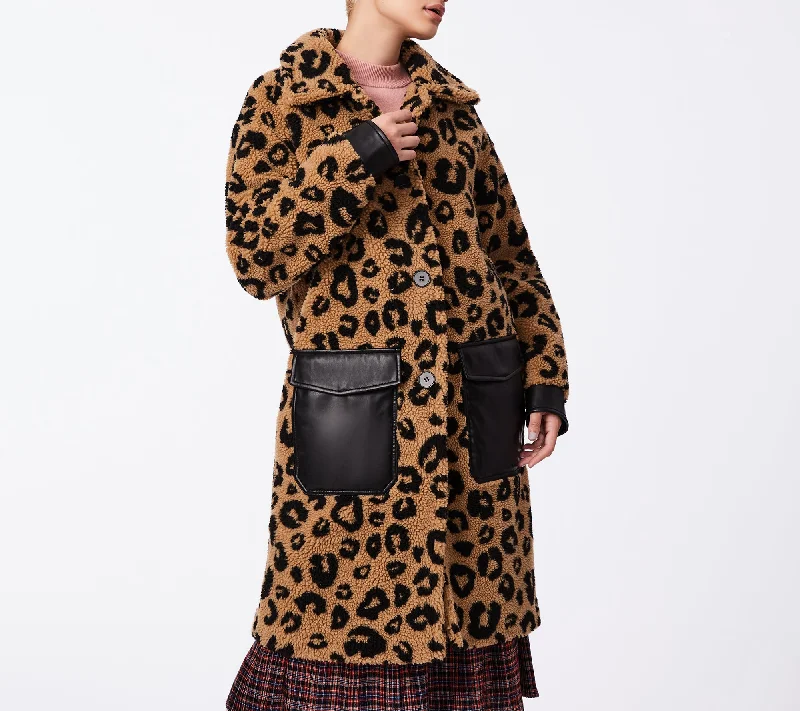 Simple Style Leopard Sherpa Coat