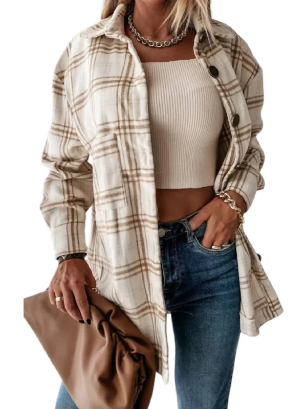 Trendy Comfort Wear London Oversized Shacket In Apricot