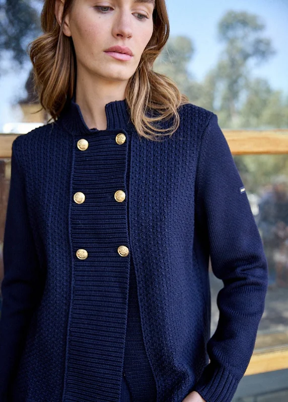 Slim Fit MERIBEL - Knit Jacket with Gold Buttons (NAVY)