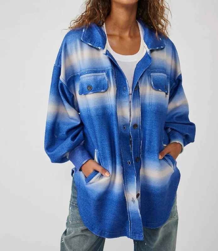 High Street Style Ruby Tie Dye Printed Jacket In Deep Sea Combo