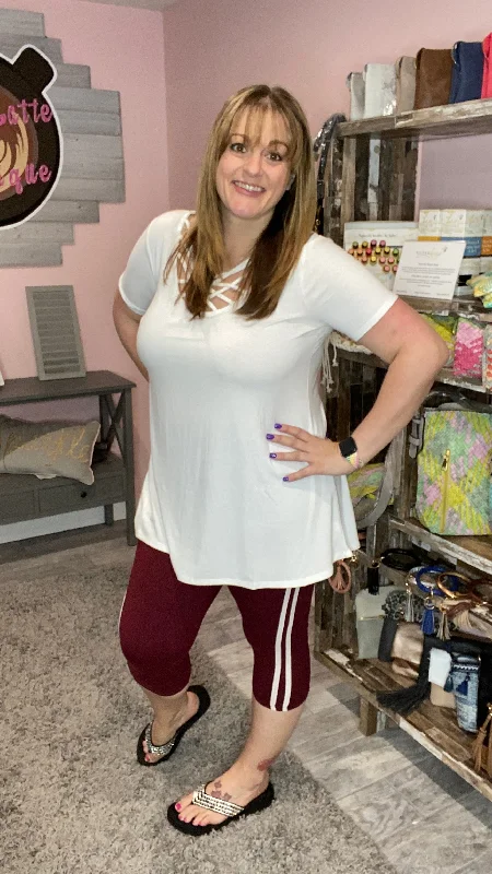 Relaxed Clothing Capri Legging with Side Stripe