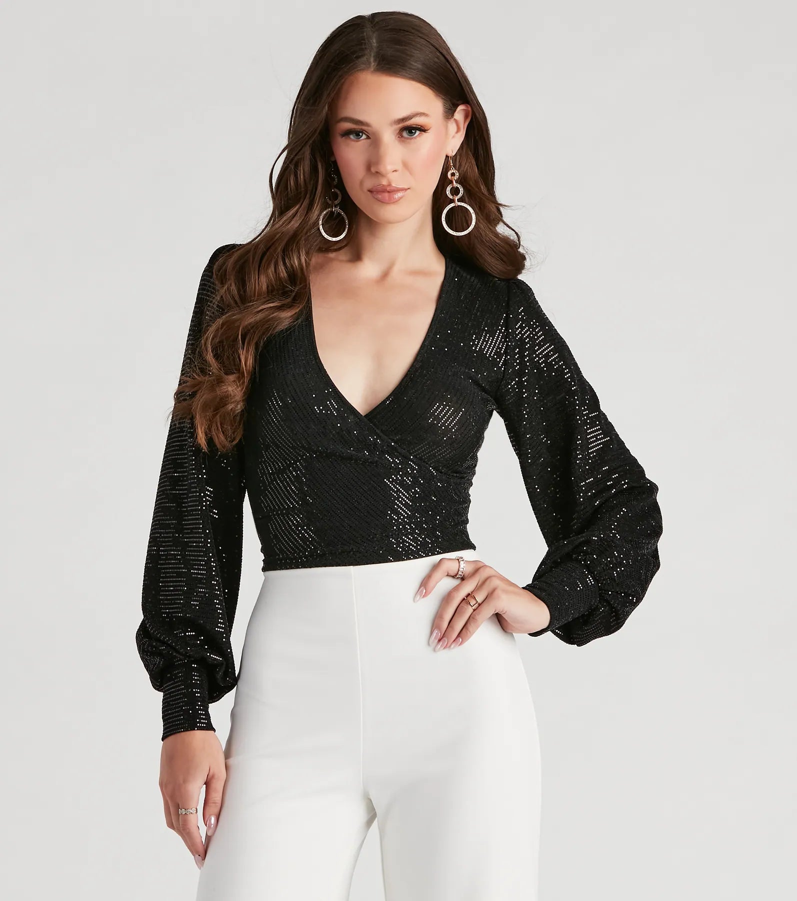 Classic Items Sparkling Beauty Sequin Wrap Top